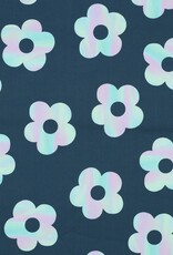 Softshell digital flowers dark petrol