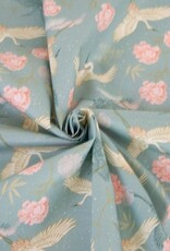Katoen poplin hero sakura kraanvogels jade