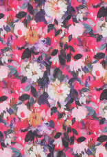 Katoen voile digital bloemetjes  fuchsia Katoen voile digital bloemetjes  fuchsia