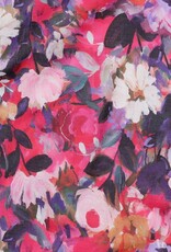 Katoen voile digital bloemetjes  fuchsia Katoen voile digital bloemetjes  fuchsia