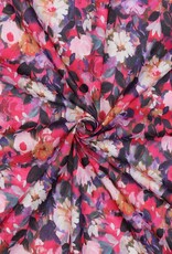 Katoen voile digital bloemetjes  fuchsia Katoen voile digital bloemetjes  fuchsia