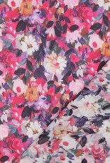 Katoen voile digital bloemetjes  fuchsia Katoen voile digital bloemetjes  fuchsia