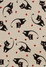Canvas ecru kat met hartjes