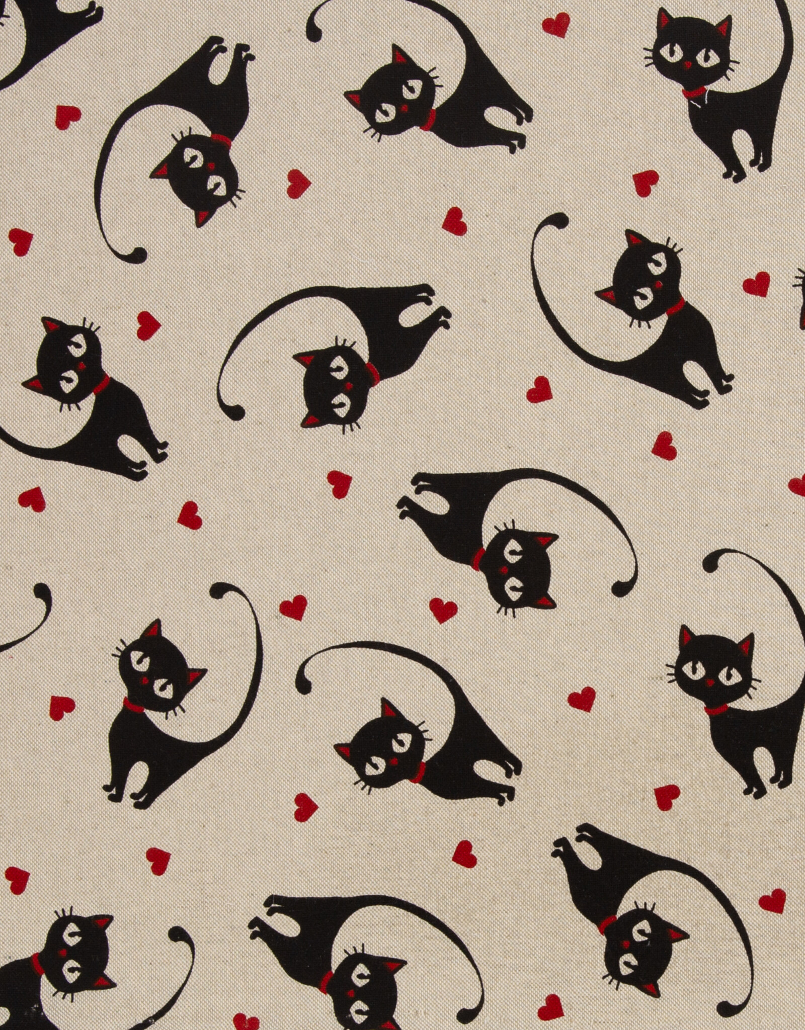 Canvas ecru kat met hartjes