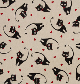 Canvas ecru kat met hartjes