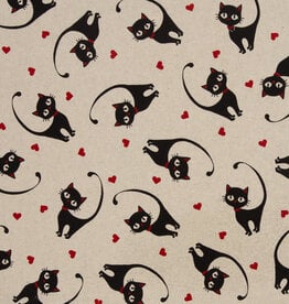 swafing Canvas ecru kat met hartjes