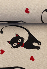 Canvas ecru kat met hartjes