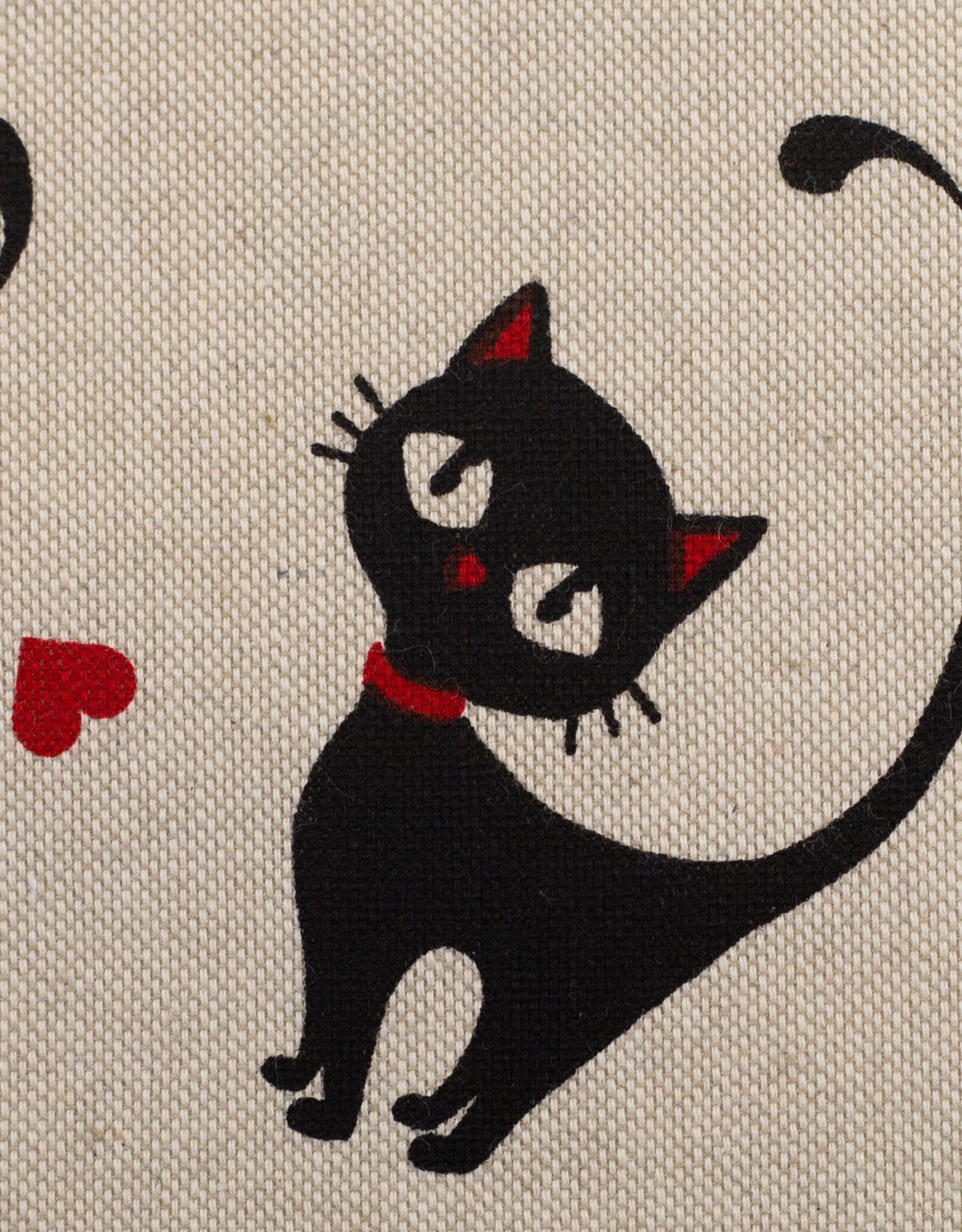 Canvas ecru kat met hartjes