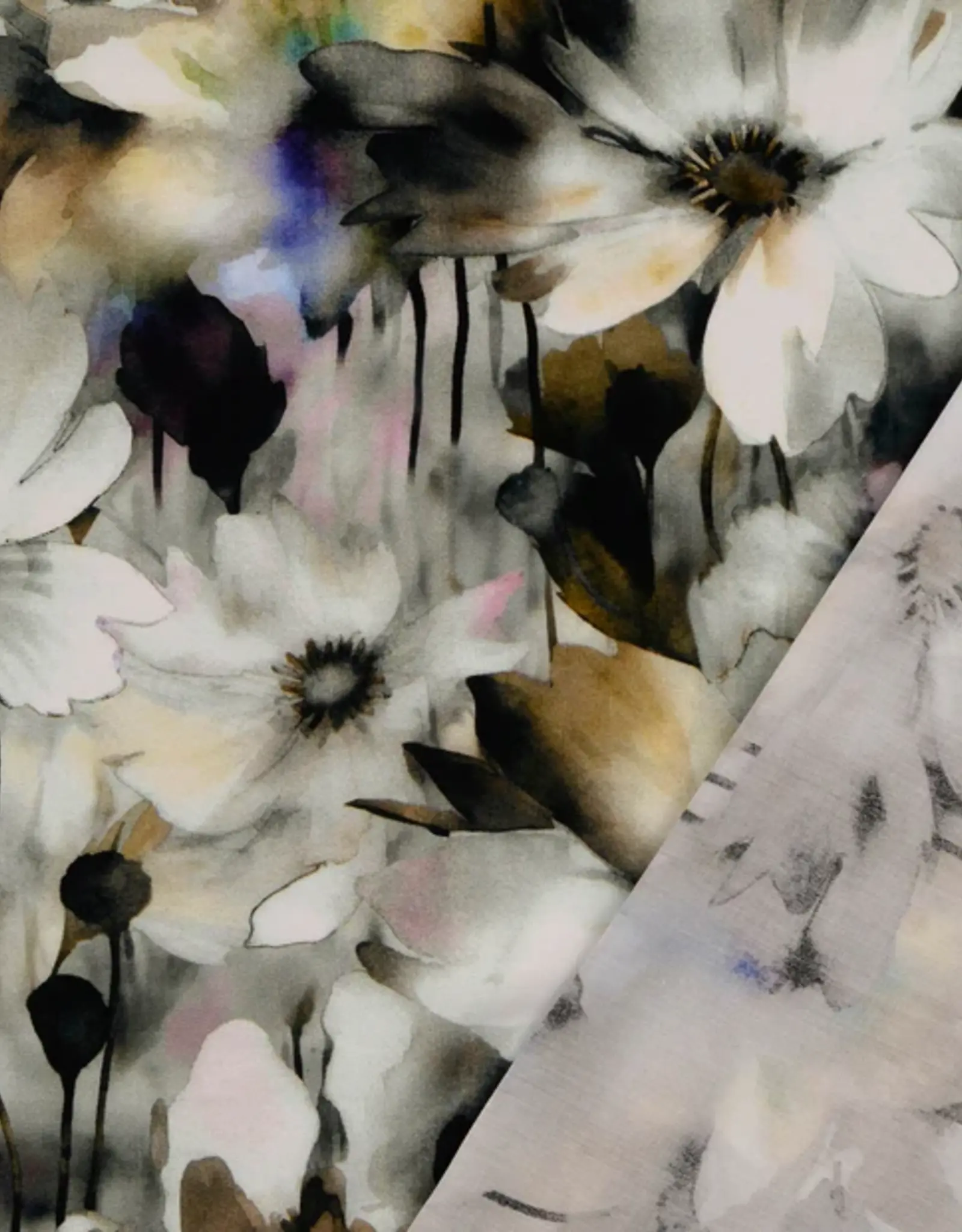 Viscose bloemen grijstinten