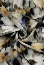 Viscose bloemen grijstinten