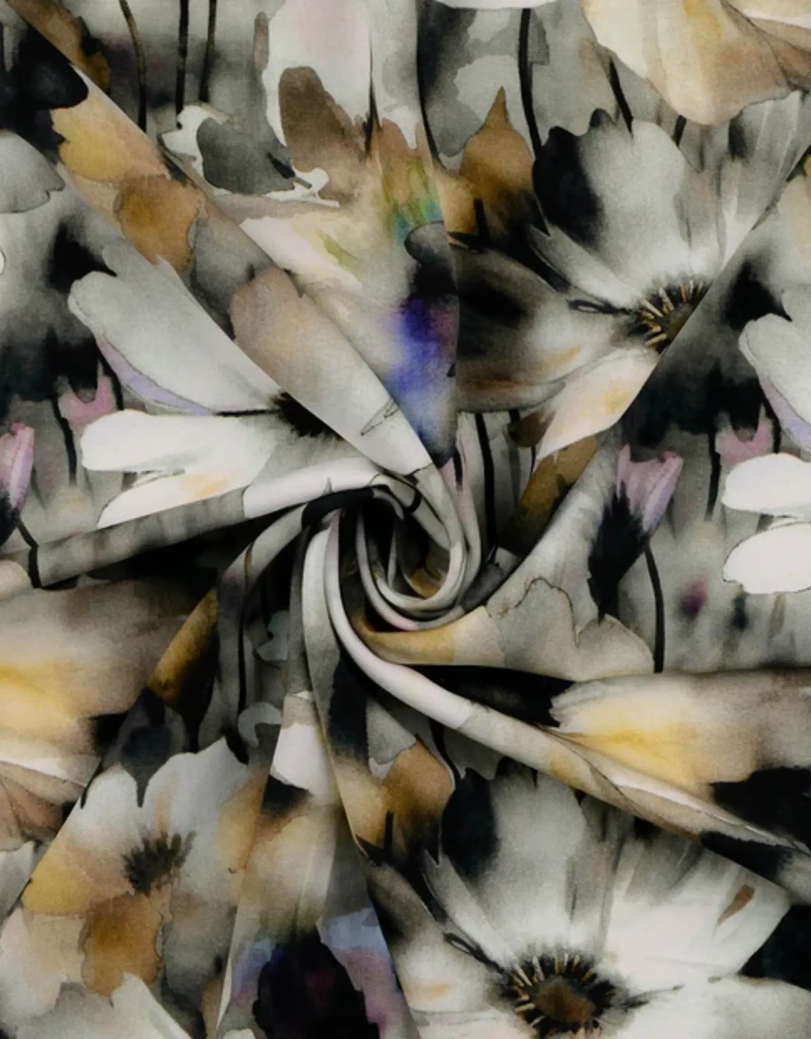 Viscose bloemen grijstinten