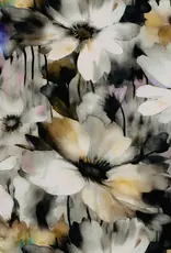 Viscose bloemen grijstinten