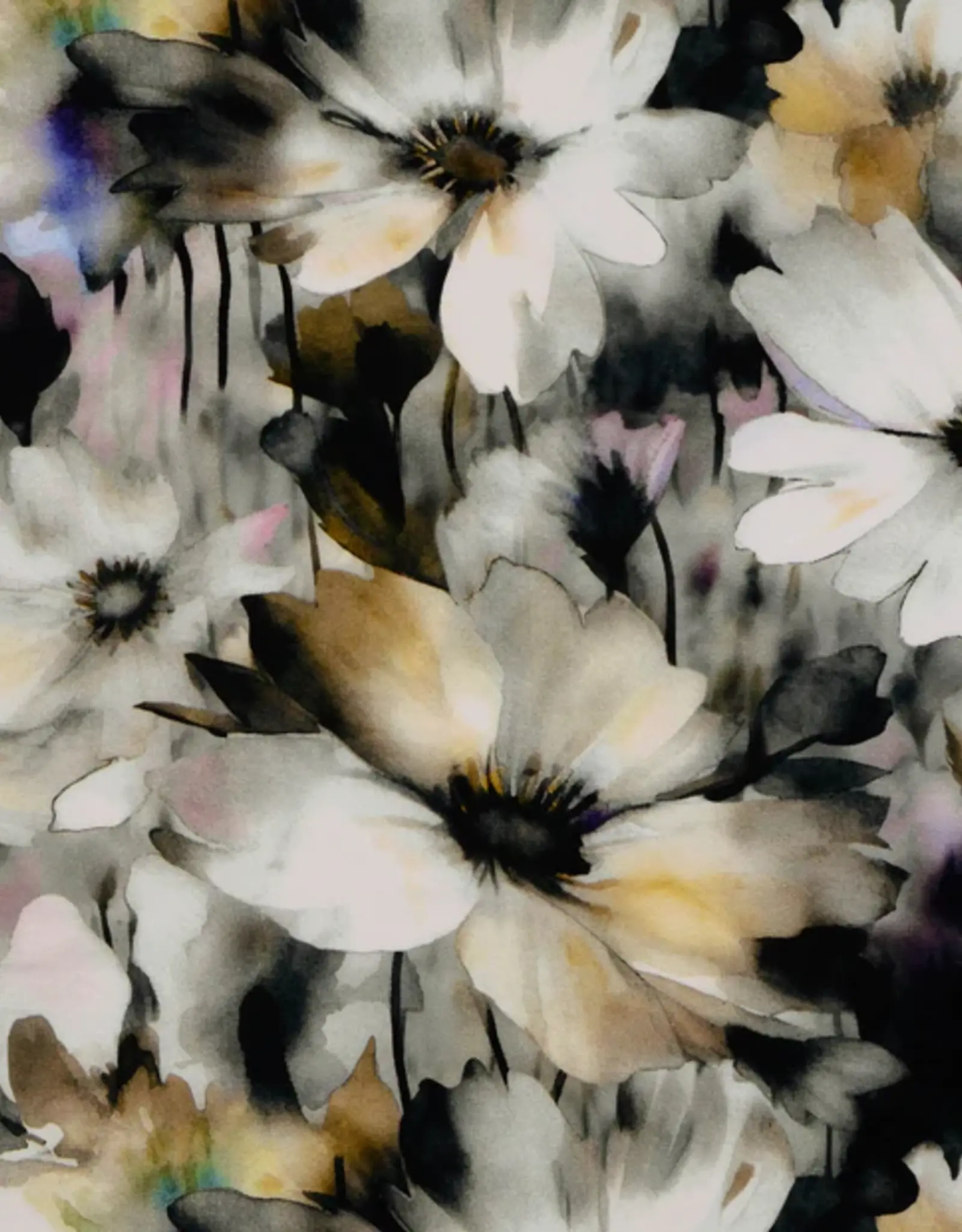 Viscose bloemen grijstinten