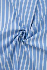 Stretch katoen strepen blauw wit
