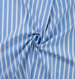 Stretch katoen strepen blauw wit