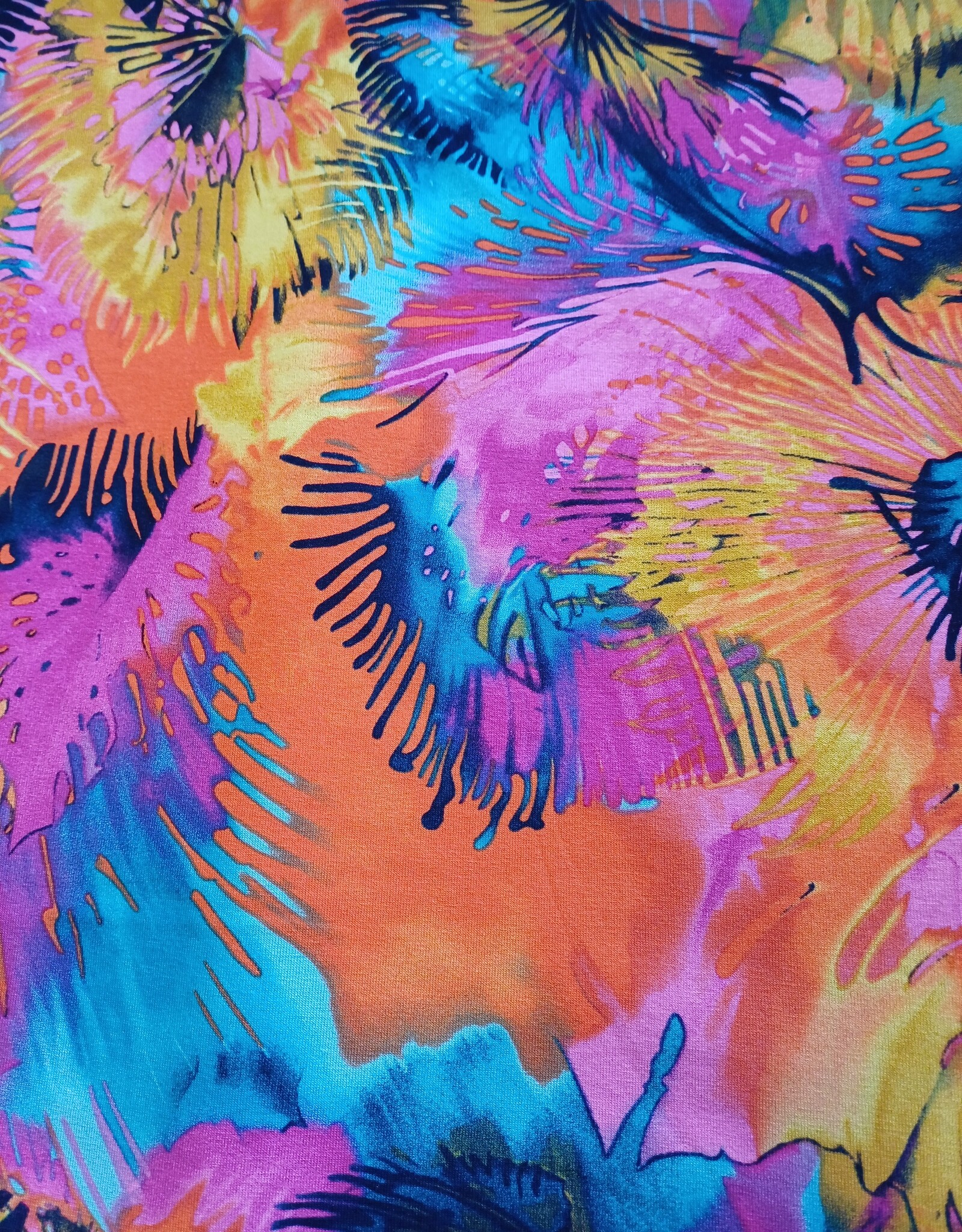 Viscose jersey flowers fuchsia