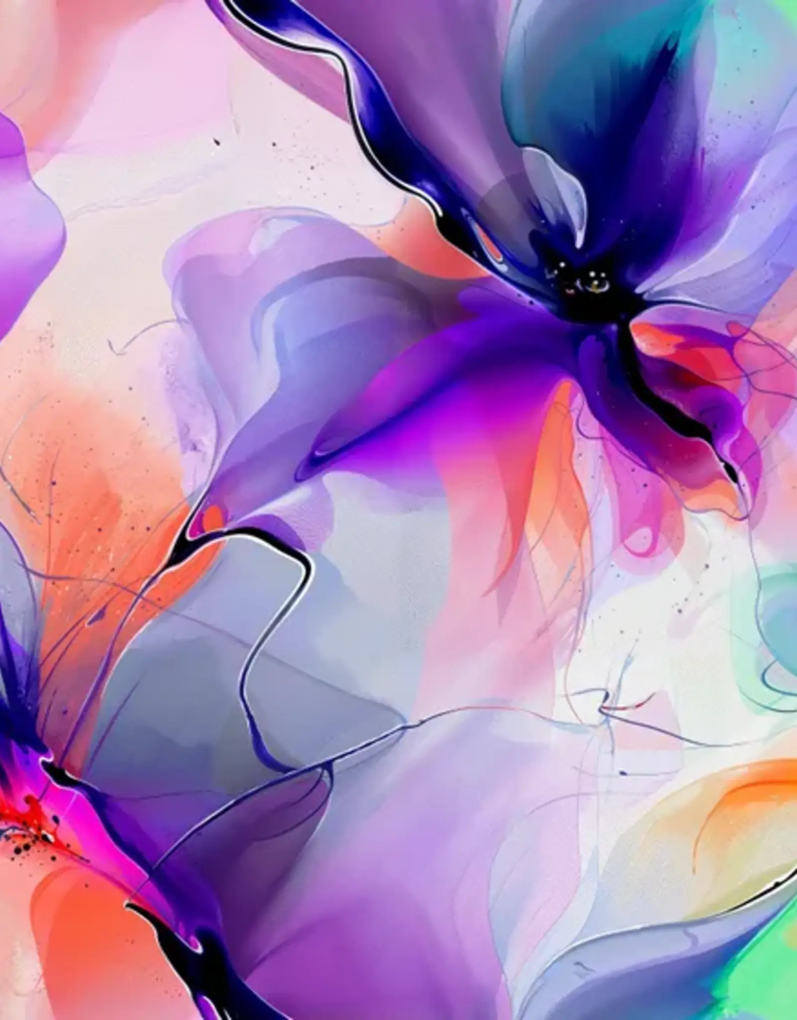 Stoffenschuur selectie French terry abstracte bloemen multicolor