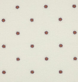 Teddy embroidery paarse  bloemen ecru