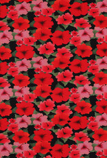 Viscose jersey digital bloemen rood