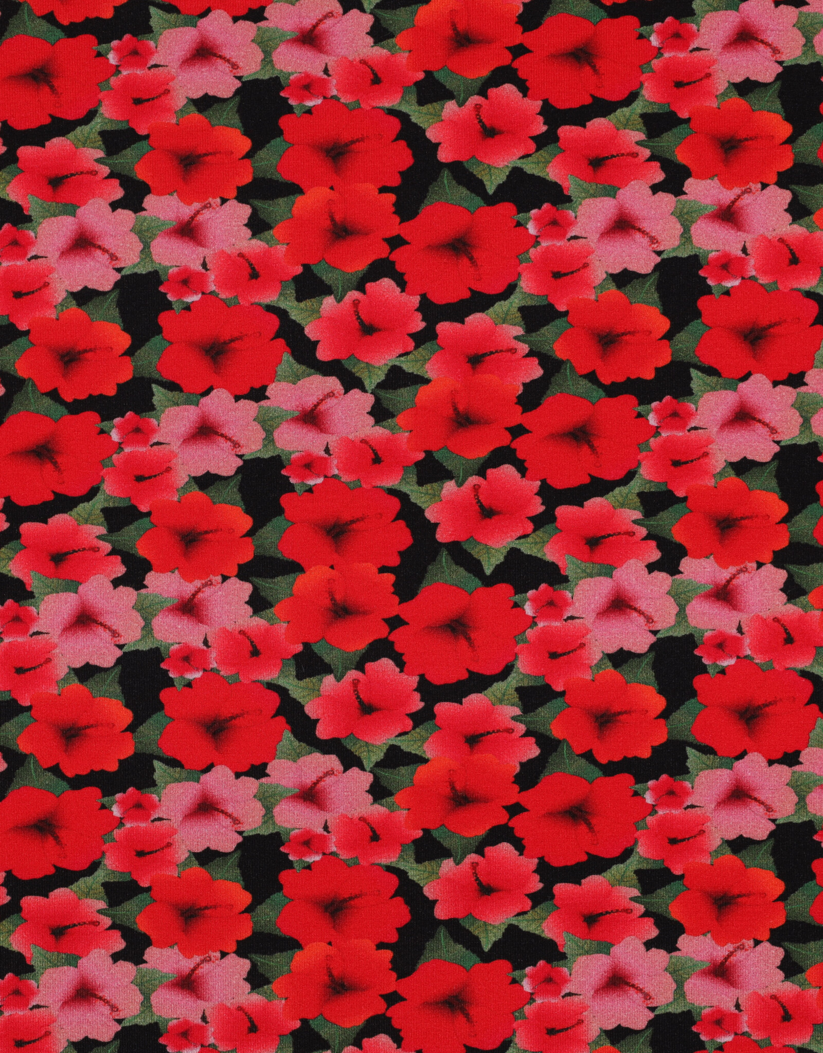 Viscose jersey digital bloemen rood