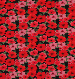 Viscose jersey digital bloemen rood