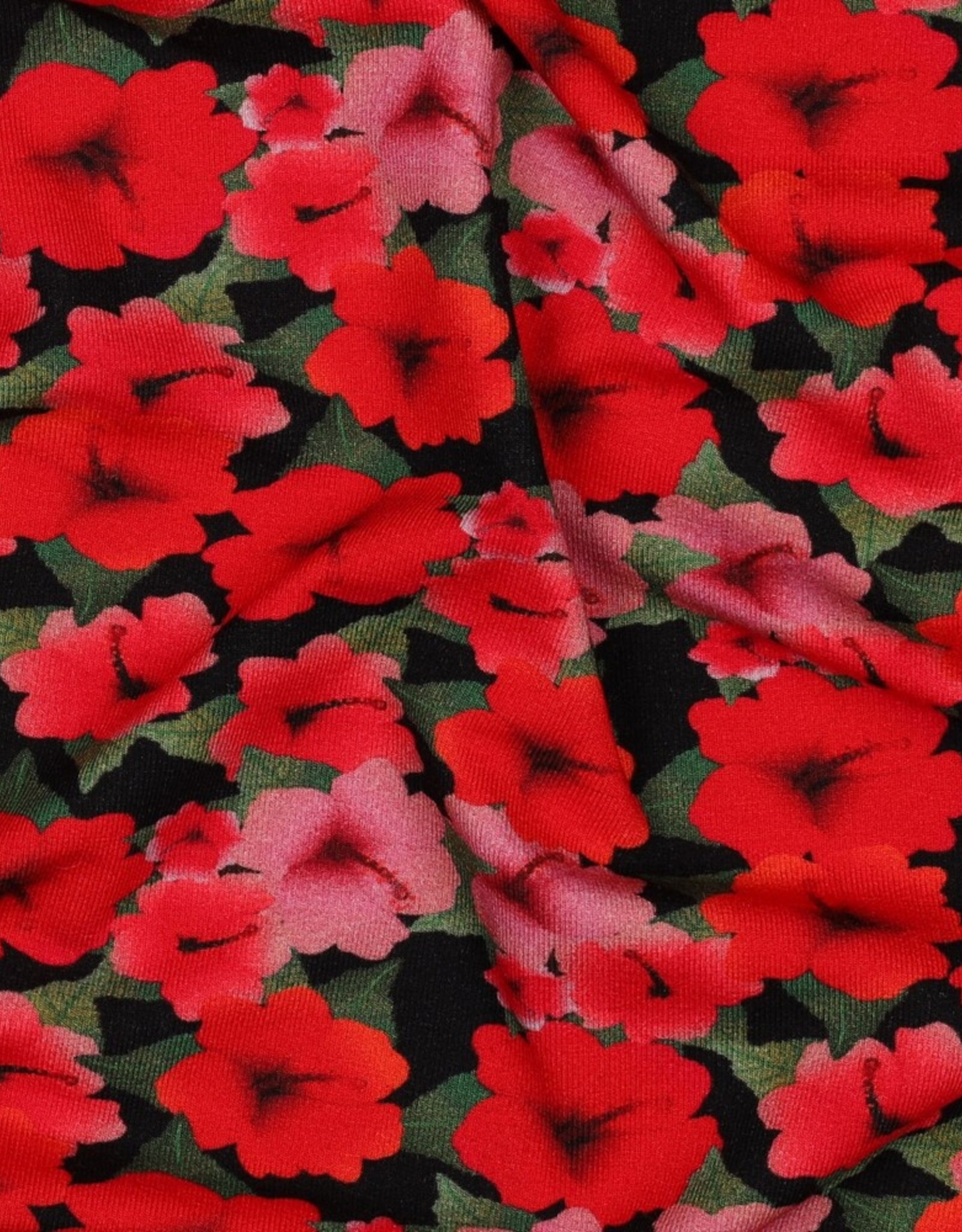 Viscose jersey digital bloemen rood