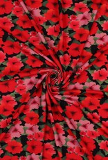 Viscose jersey digital bloemen rood