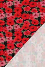 Viscose jersey digital bloemen rood