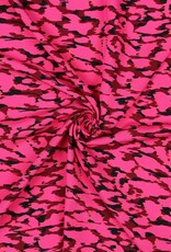 Radiance katoen  animal skin leopard fuchsia zwart