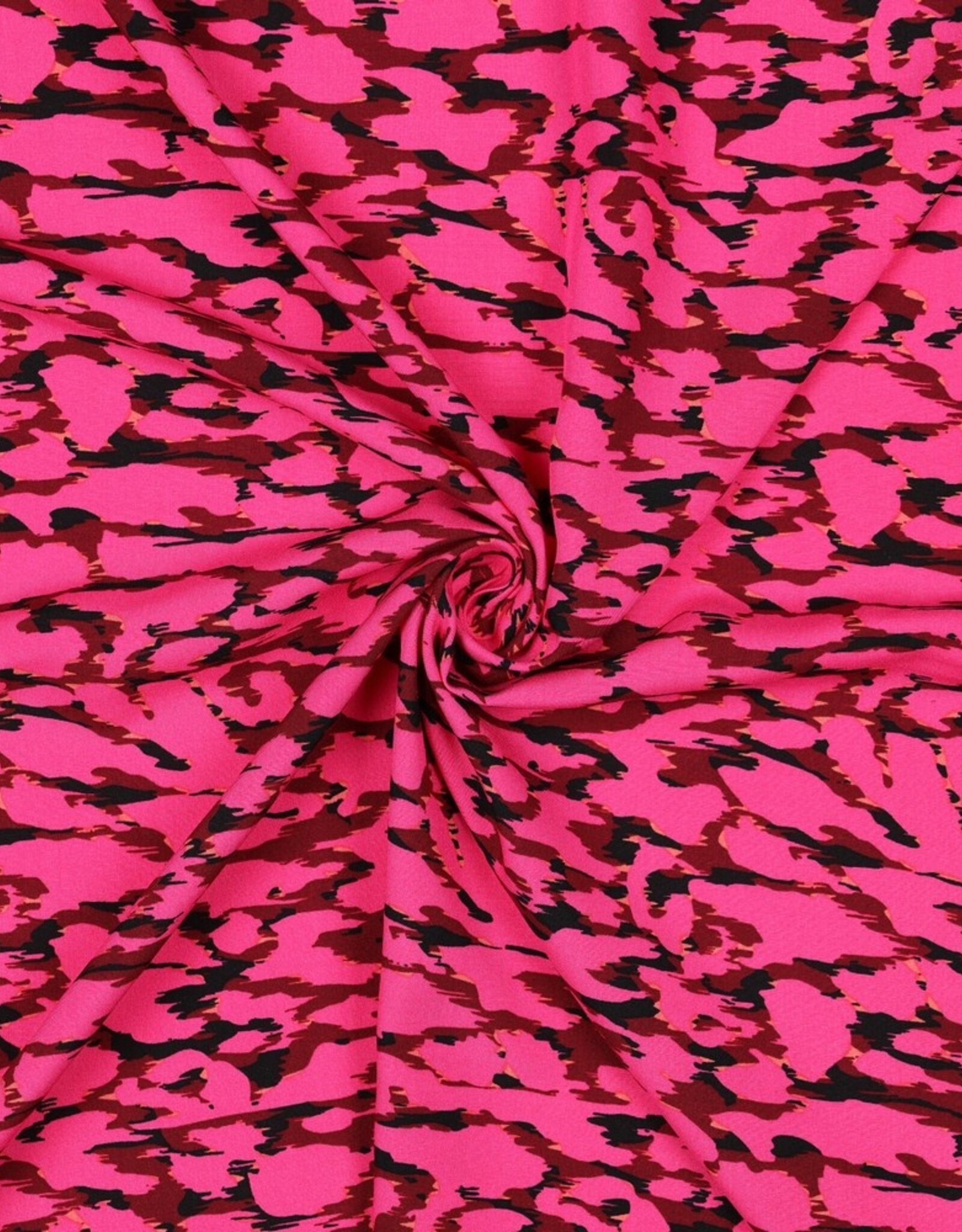 Radiance katoen  animal skin leopard fuchsia zwart