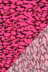 Radiance katoen  animal skin leopard fuchsia zwart