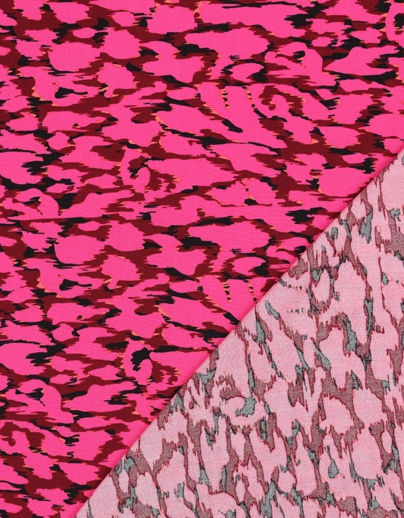 Radiance katoen  animal skin leopard fuchsia zwart