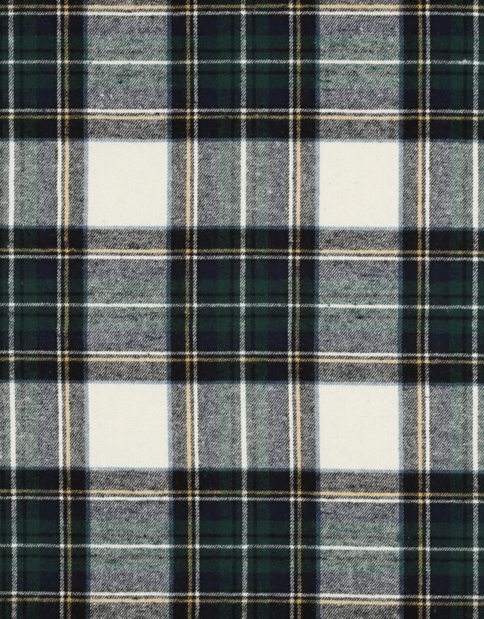 Katoen flanel check ecru groen blauw