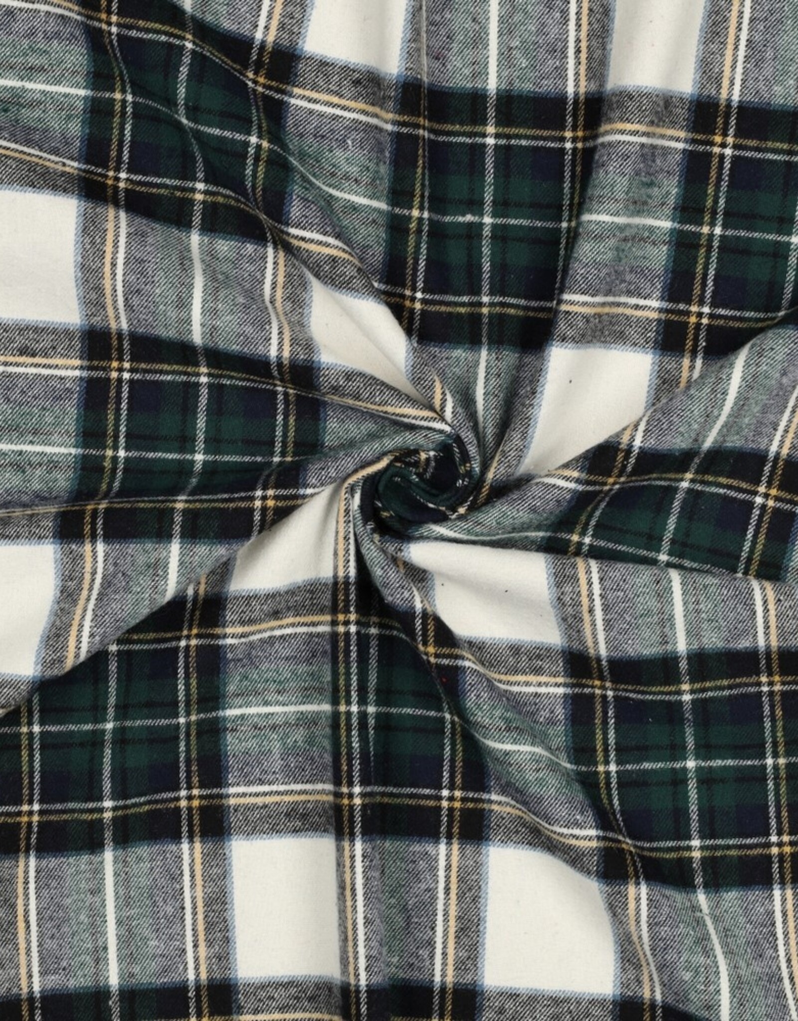 Katoen flanel check ecru groen blauw