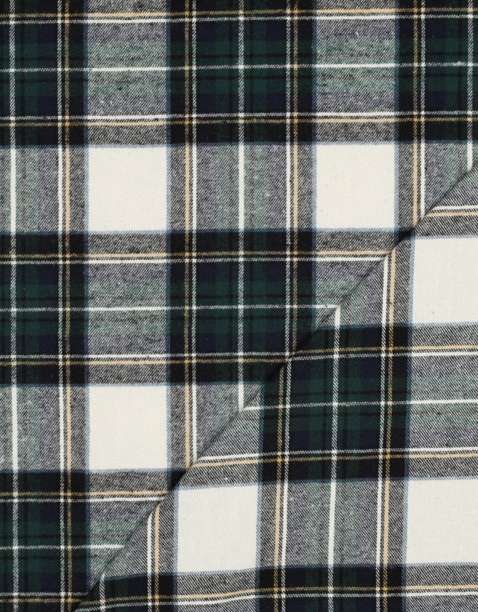 Katoen flanel check ecru groen blauw