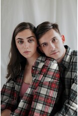 Katoen flanel check ecru groen blauw