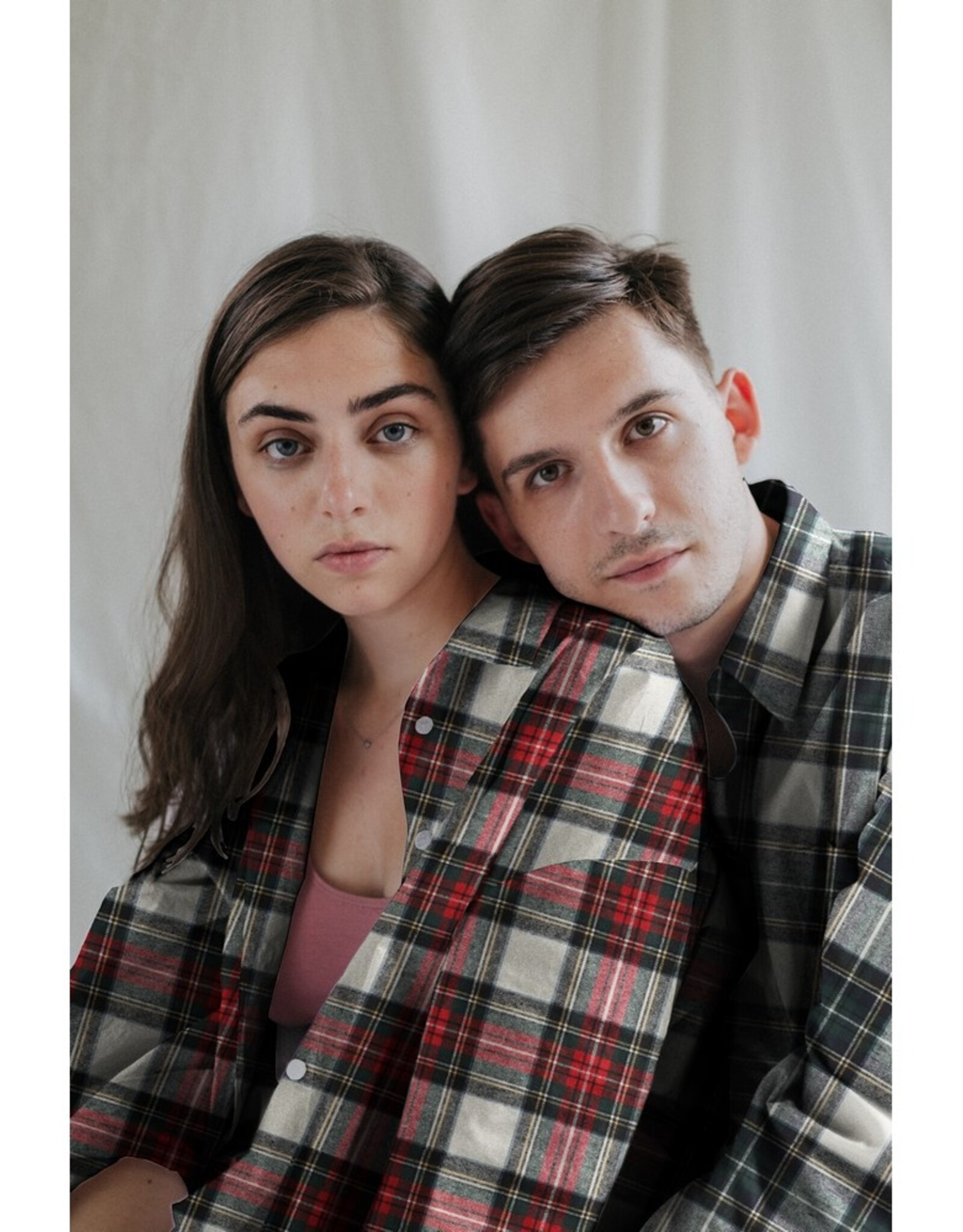 Katoen flanel check ecru groen blauw