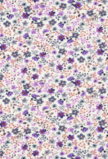 Rib katoen jersey digital kleine bloemen purple