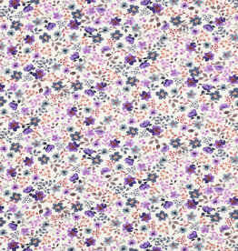 Rib katoen jersey digital kleine bloemen purple