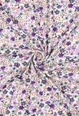 Rib katoen jersey digital kleine bloemen purple