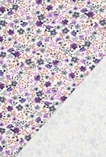 Rib katoen jersey digital kleine bloemen purple