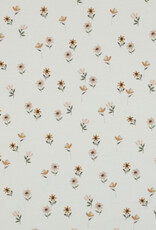 Katoen jersey digital schattige kleine bloem gebroken wit