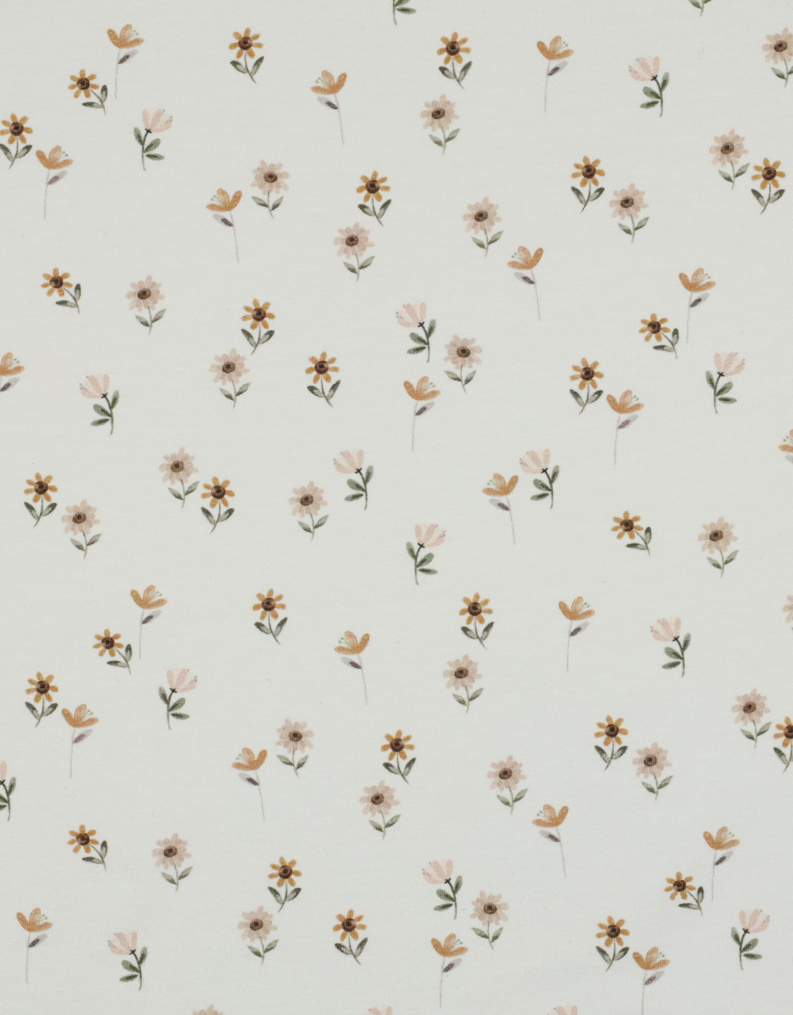Katoen jersey digital schattige kleine bloem gebroken wit