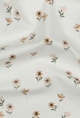 Katoen jersey digital schattige kleine bloem gebroken wit