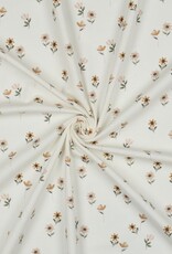 Katoen jersey digital schattige kleine bloem gebroken wit