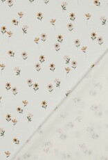 Katoen jersey digital schattige kleine bloem gebroken wit