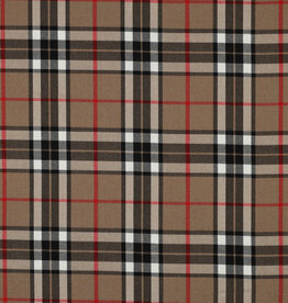 Gabardine tartan check camel rood