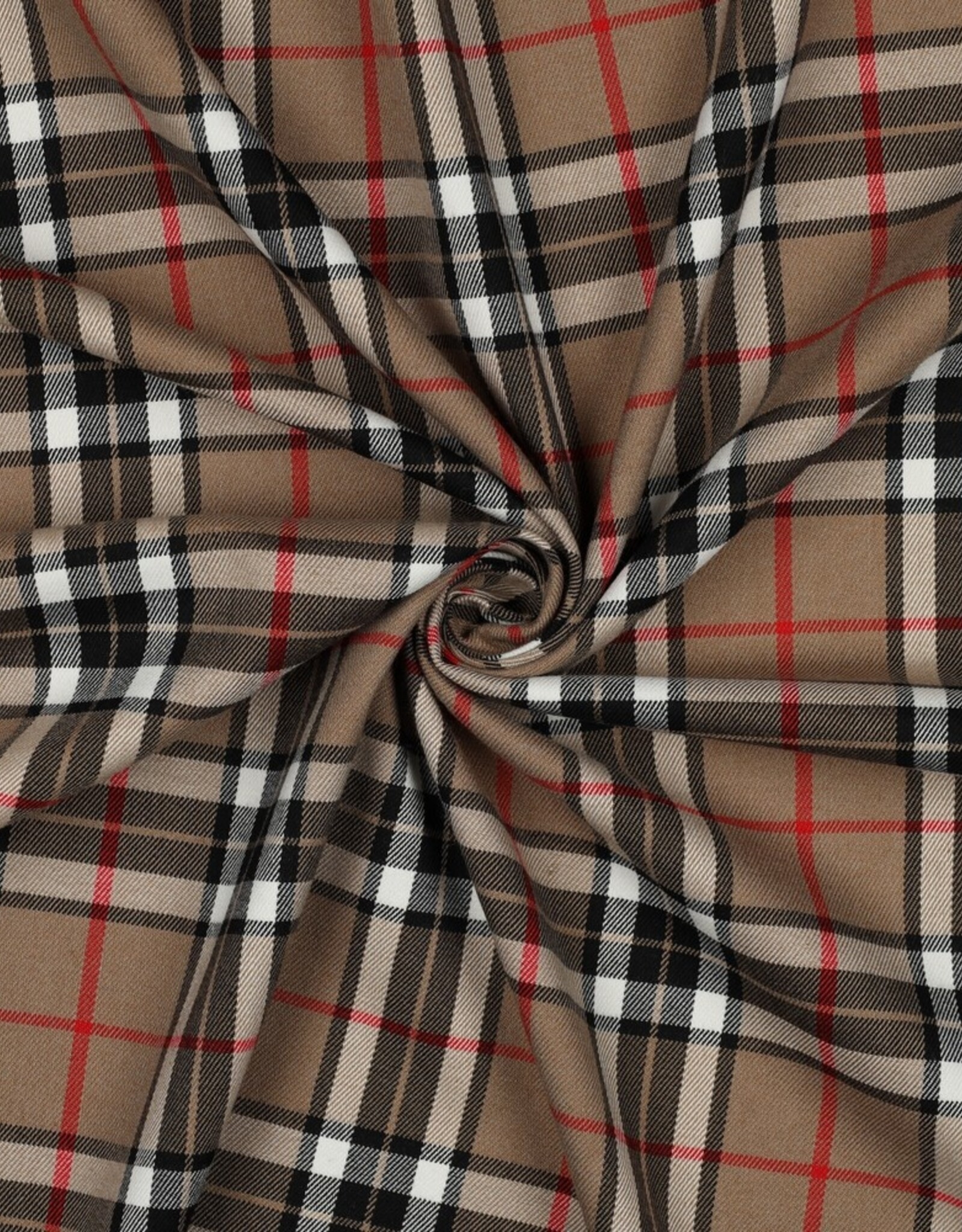 Gabardine tartan check camel rood