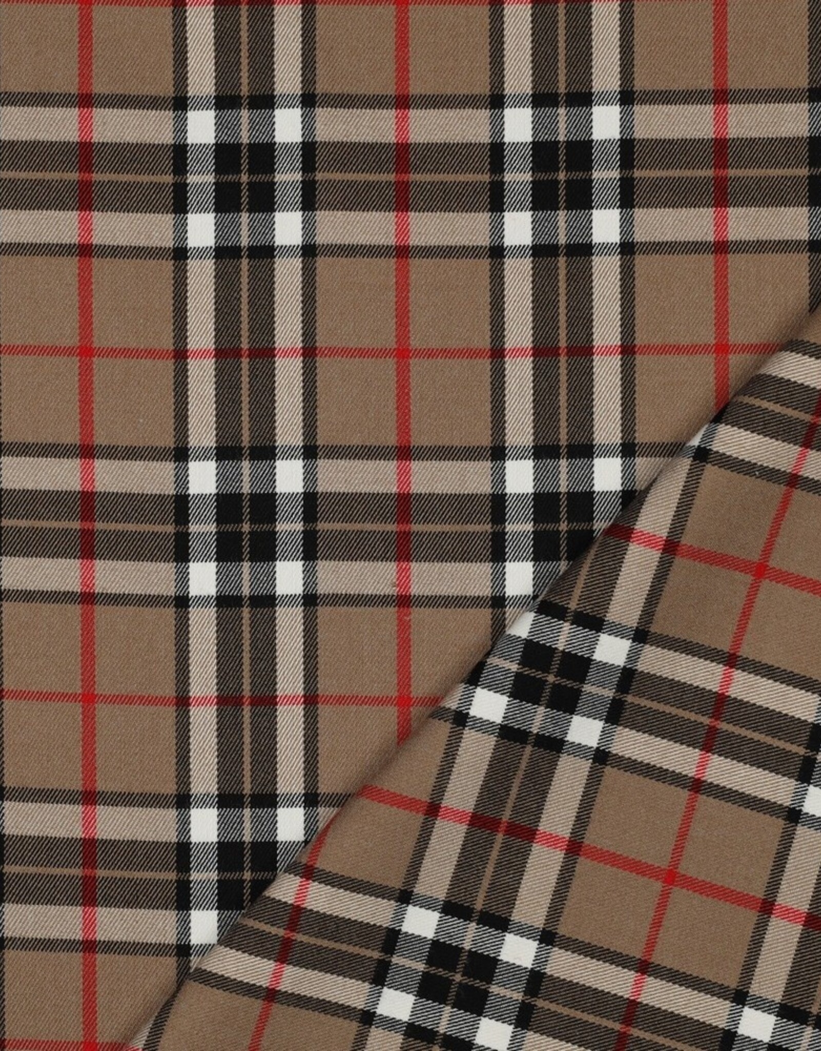 Gabardine tartan check camel rood