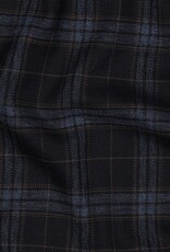 Gabardine tartan check navy jeans camel